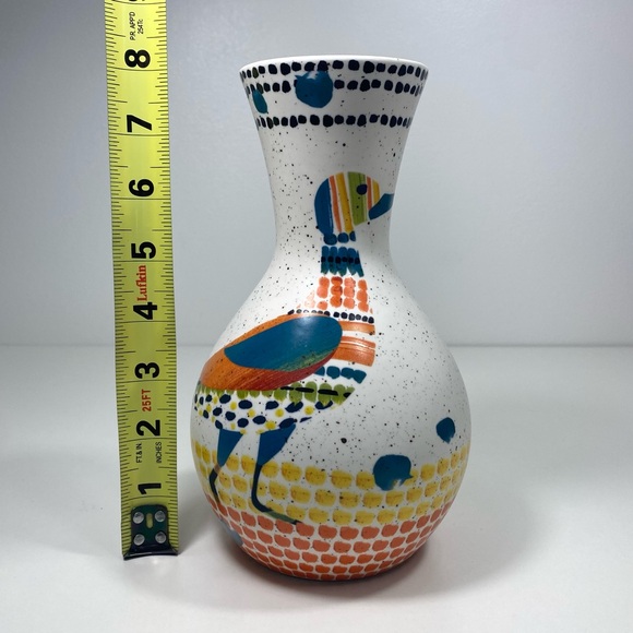 Rare Anthropologie Speckled Ceramic Bird Duck Trumpet Bouquet Flower Vase Decor - Picture 11 of 13